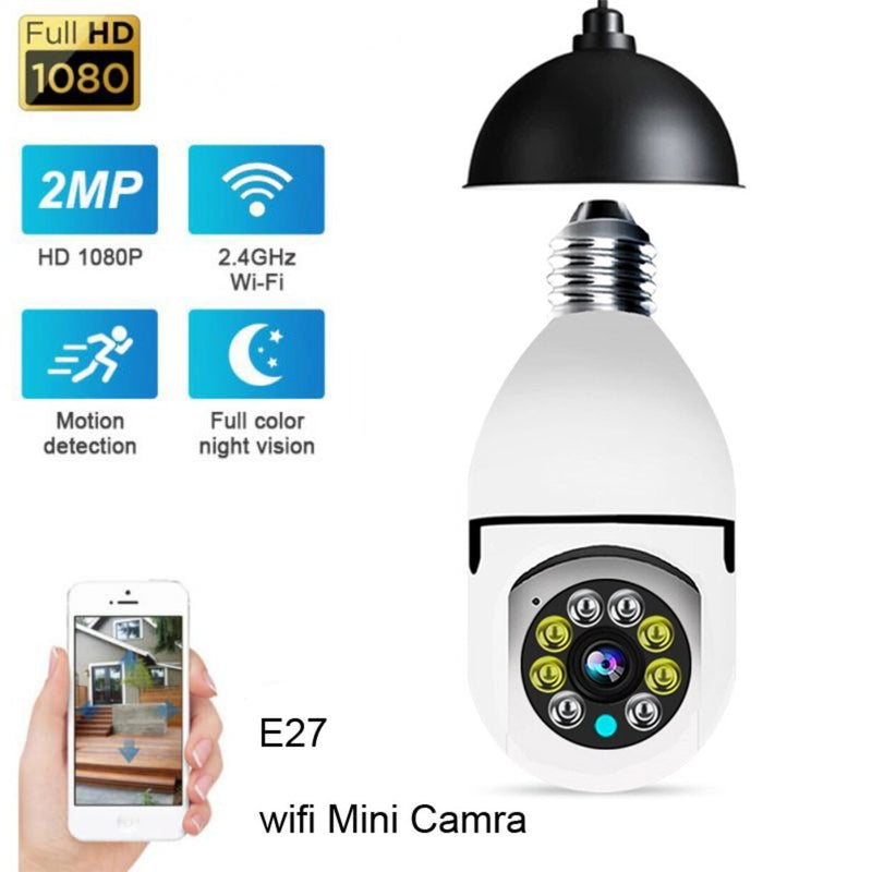 Câmera  Espiã Visão Noturna Panorâmica Rotativa 360 Wifi